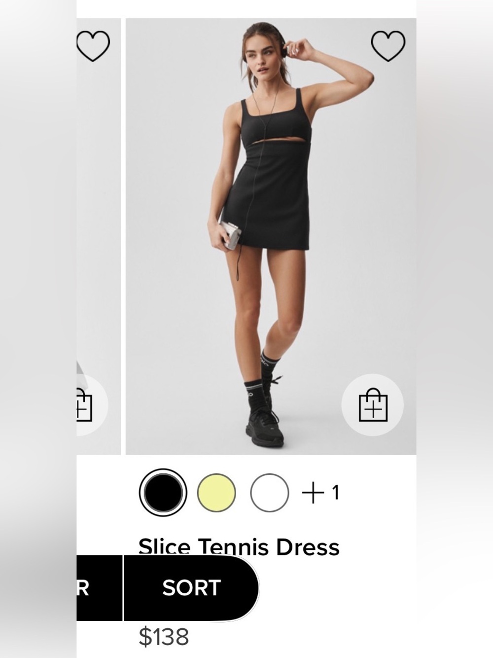 ALO Yoga Black Slice Tennis Mini Dress
